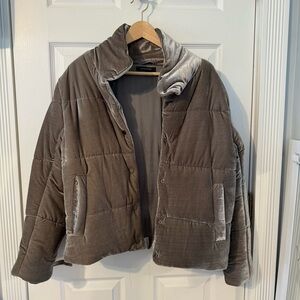 Ruby and Jenna Gray Velvet Puffer Jacket